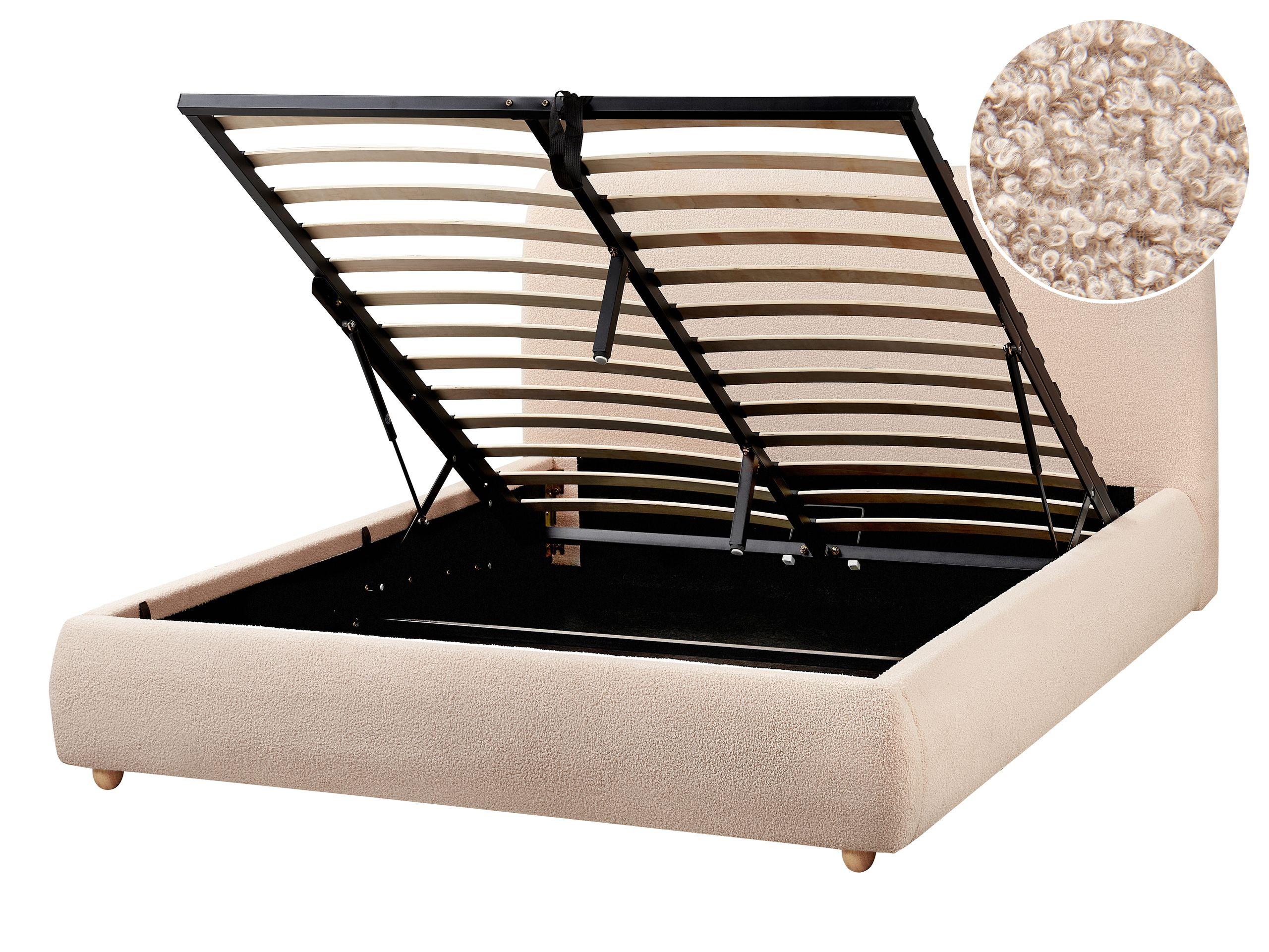 Beliani Letto contenitore en Bouclé Moderno BLAGNAC  