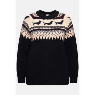 Ulla Popken  Norweger-Pullover, Hunde, Rundhals, Langarm 