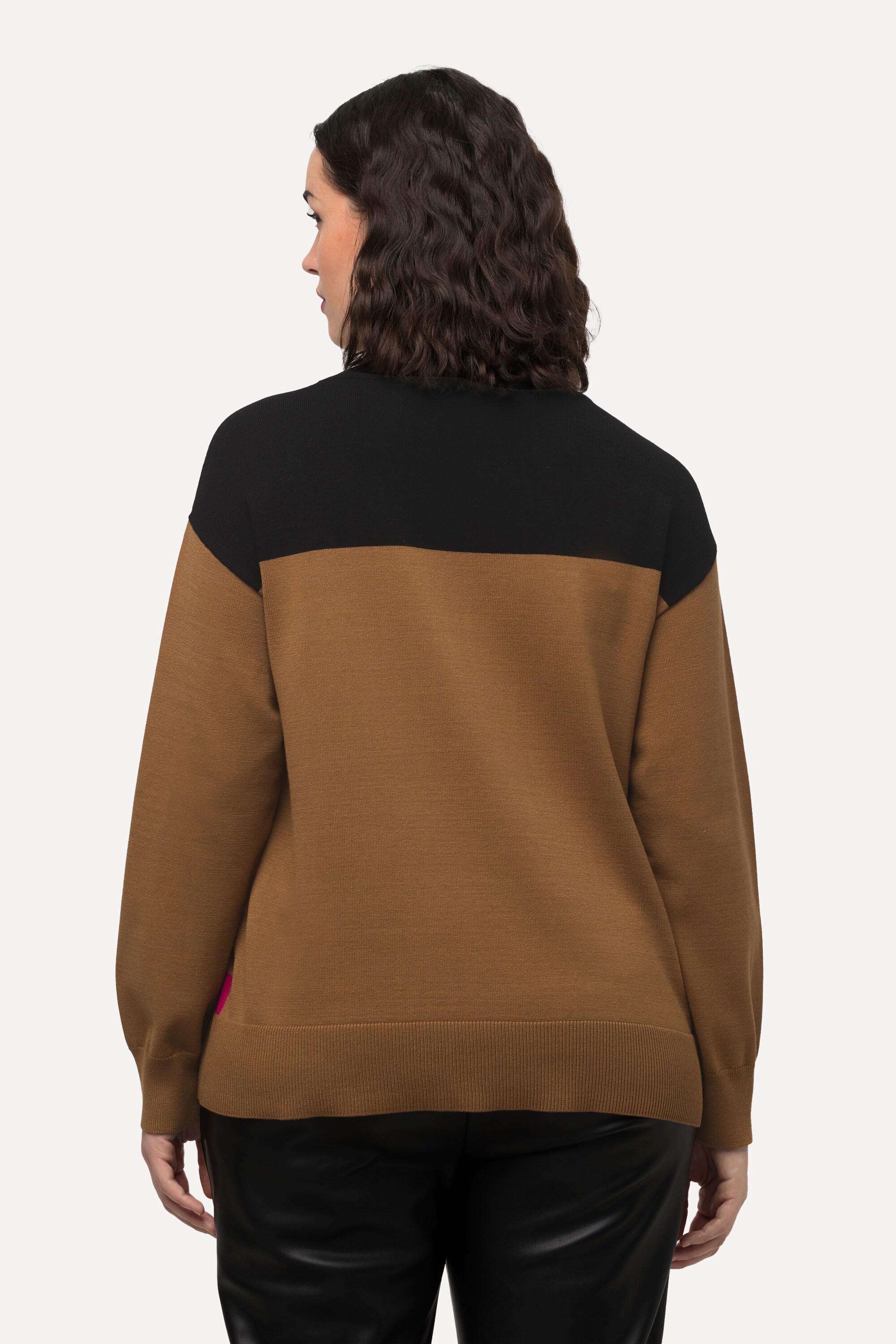 Ulla Popken  Pullover, Oversized, Rundhals, 3/4-Arm camel 