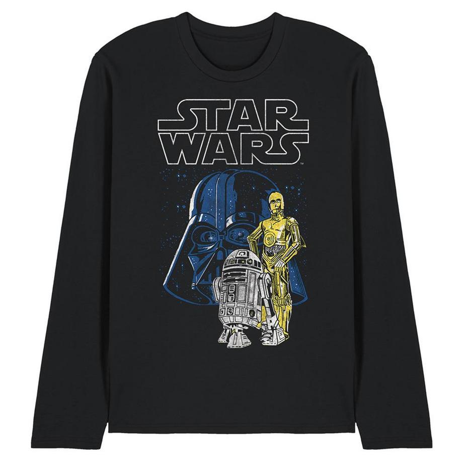 Vader And Droids Maglietta Cotone Pettinato Ringspun Manica Lunga