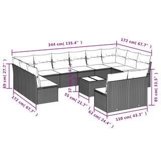 VidaXL Ensemble de canapés de jardin rotin synthétique  