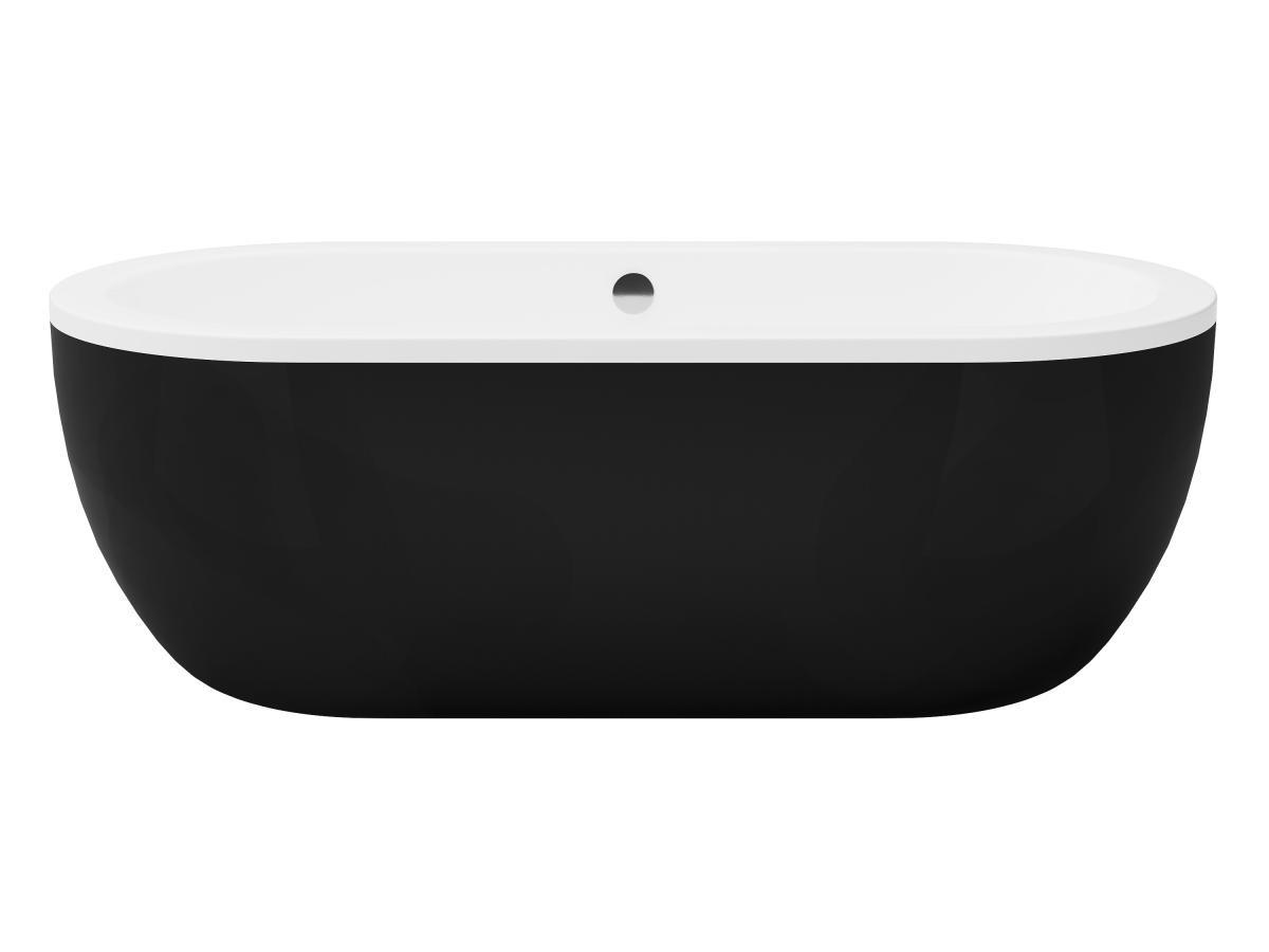 SHOWER DESIGN Freistehende Badewanne oval - 200 L - 170 x 80 x 58 cm - Acryl - Schwarz - NEPTUNA  