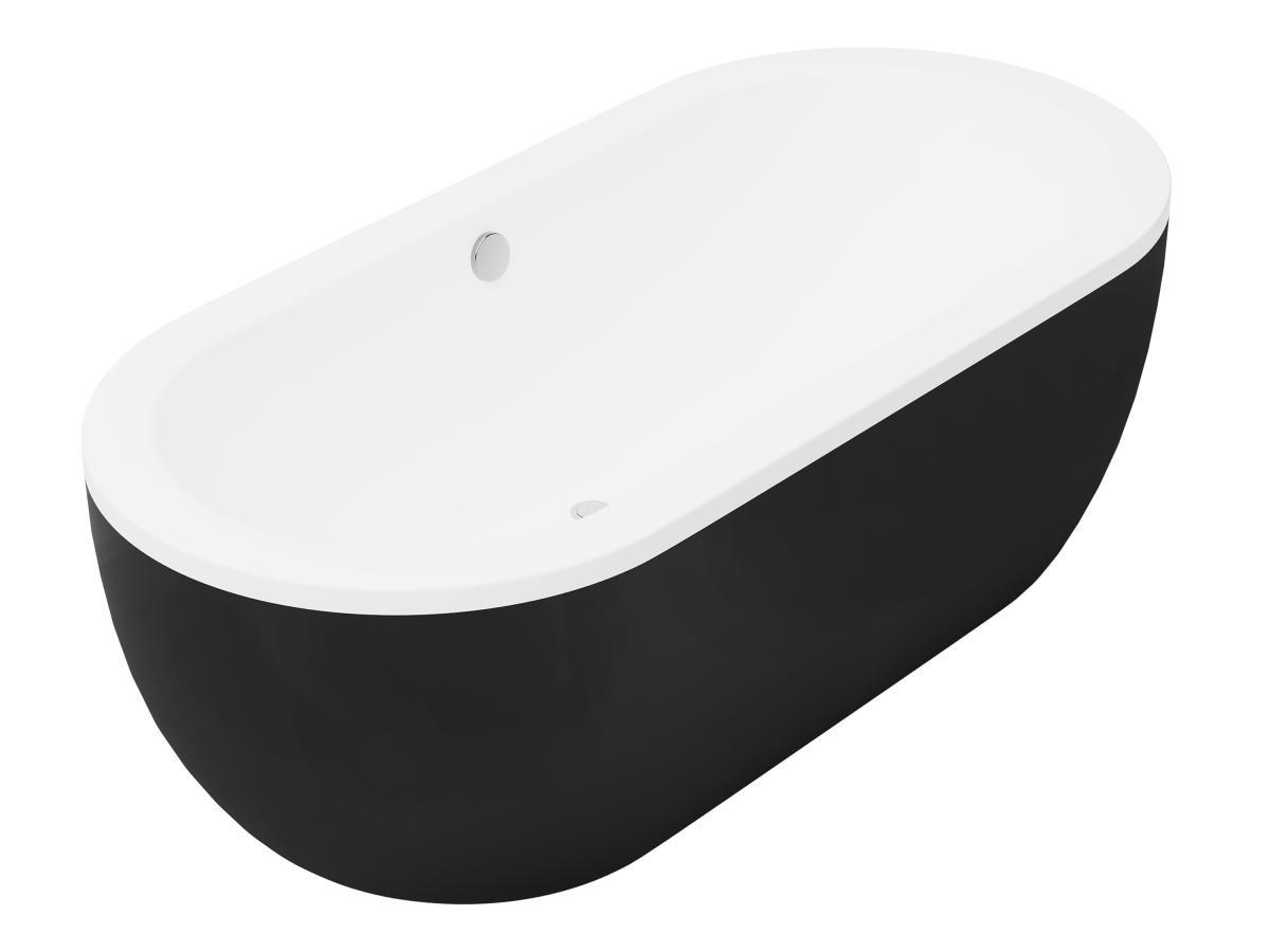 SHOWER DESIGN Freistehende Badewanne oval - 200 L - 170 x 80 x 58 cm - Acryl - Schwarz - NEPTUNA  