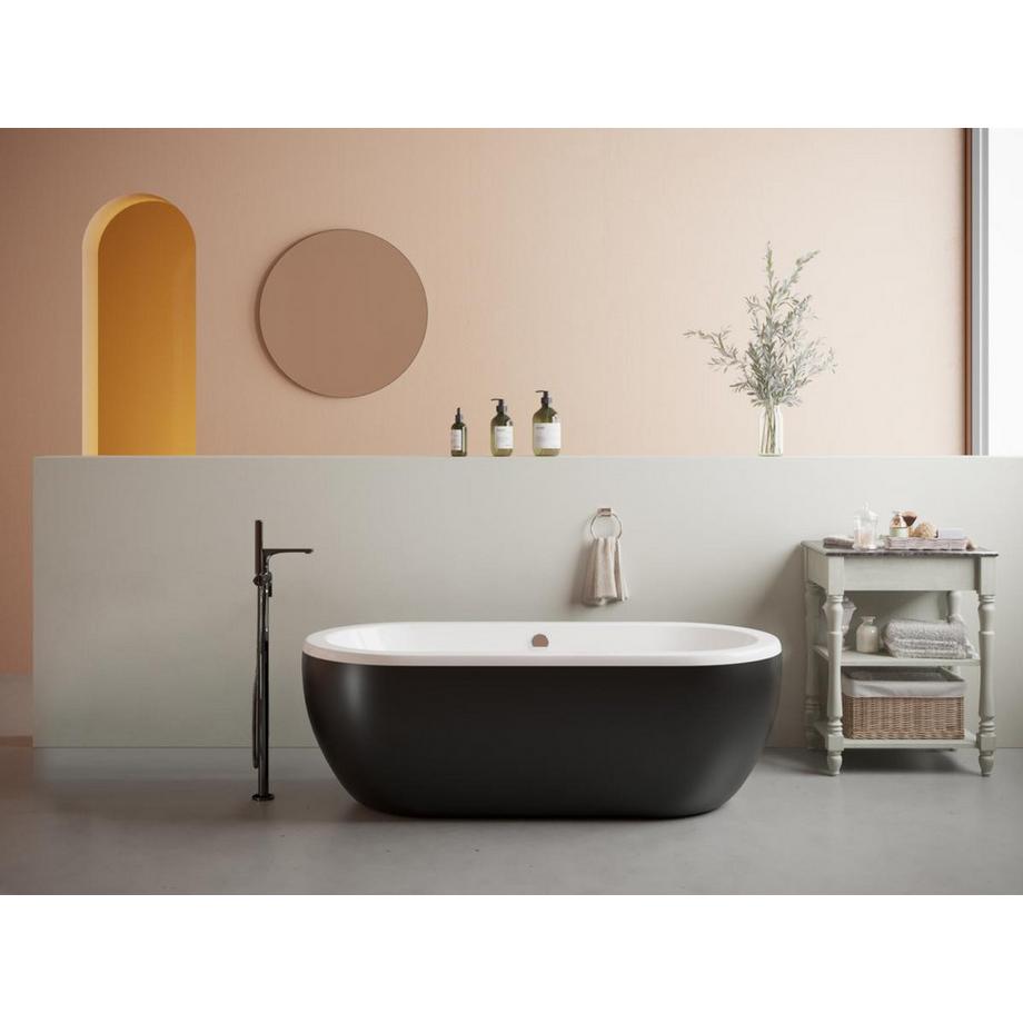 SHOWER DESIGN Baignoire îlot ovale - 200 L - 170 x 80 x 58 cm - Noir mat  - Acrylique -  NEPTUNA  