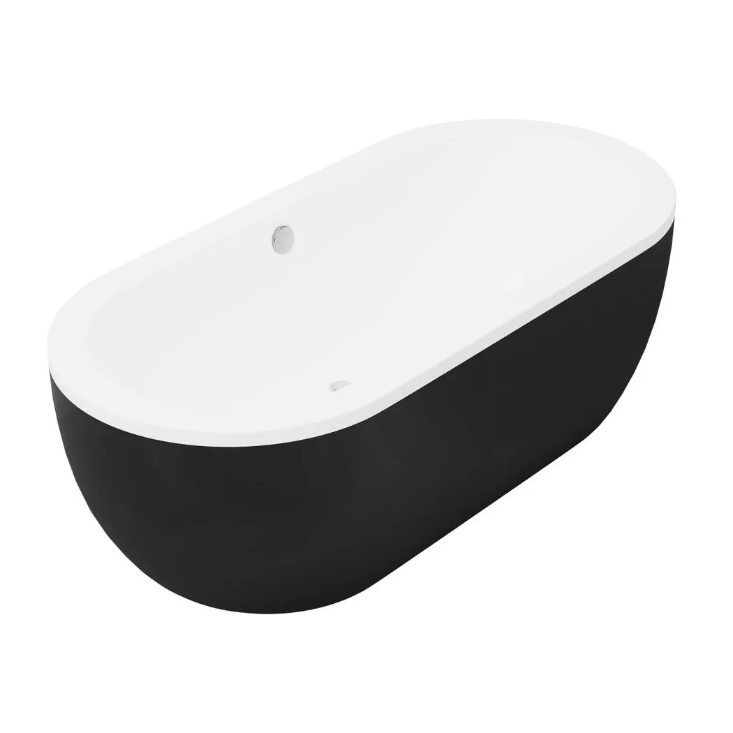 Vente-unique - Vasca Da Bagno Freestanding Ovale 200 Litri 170 X 80 X 58 Cm Nero Matt - Acrilico - Neptuna
