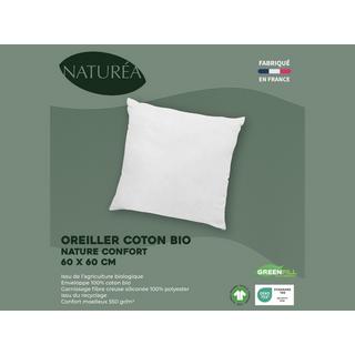 Vente-unique Kopfkissen aus Bio-Baumwolle von NATUREA - 60 x 60 cm - 550 g/m² -e Abschlüsse - NATURE CONFORT  