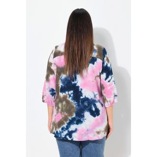 Ulla Popken Blusa Mussola Stampa Batik Collo Camicia Maniche 3/4  