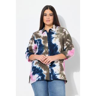 Ulla Popken Blusa Mussola Stampa Batik Collo Camicia Maniche 3/4  