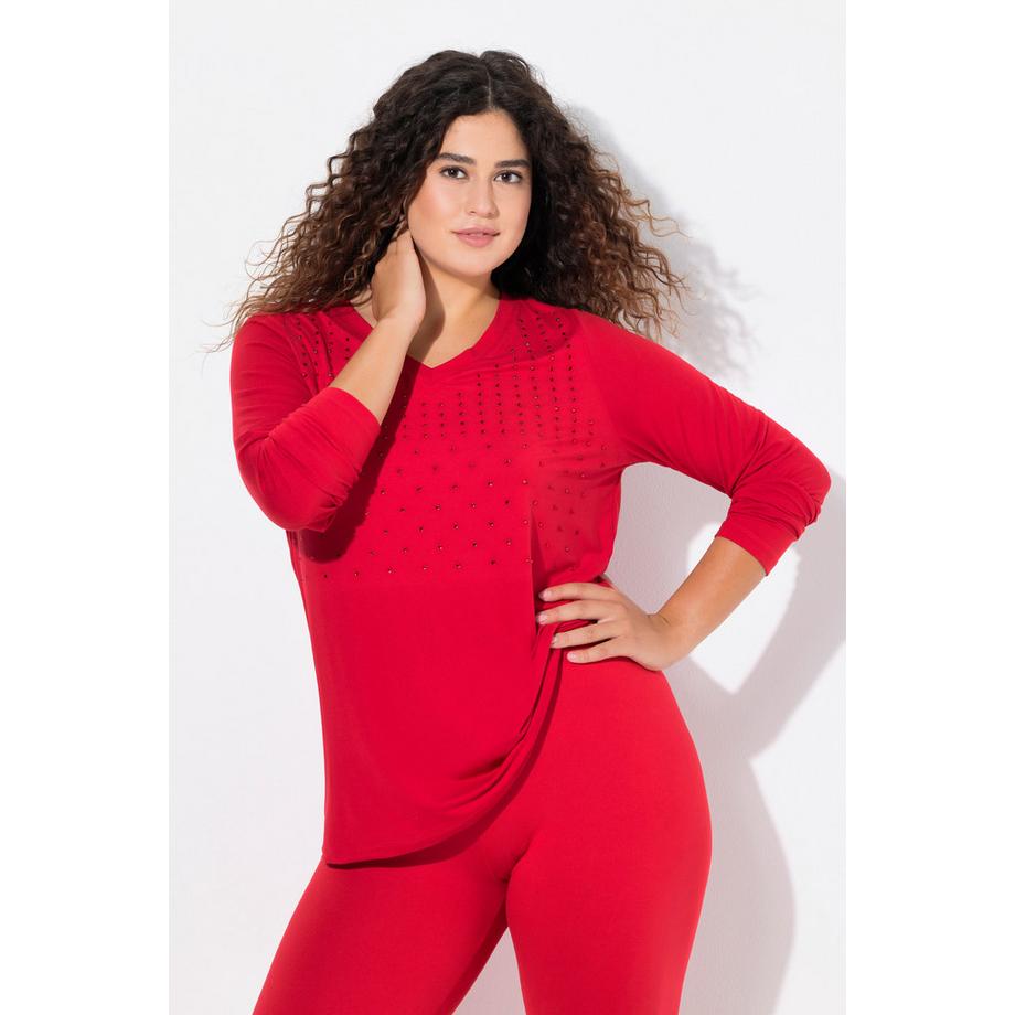 Ulla Popken T-shirt Manches Longues Col V Antibactérien  