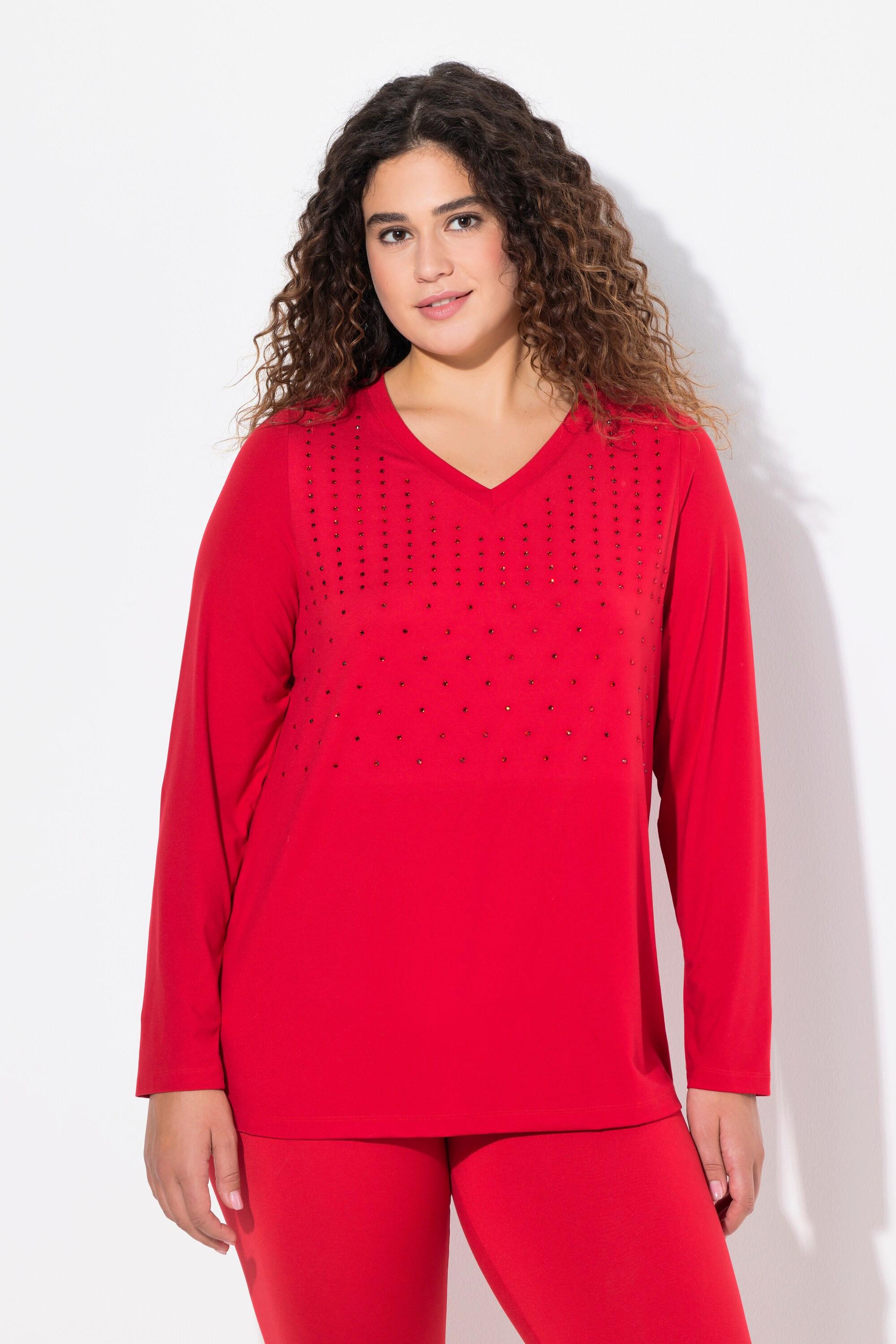 Ulla Popken T-shirt Manches Longues Col V Antibactérien  