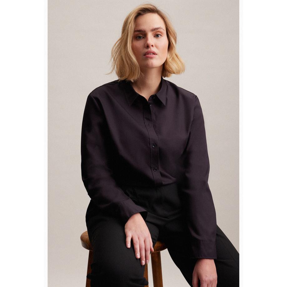 Seidensticker  Klassische Bluse Uni Langarm Kragen 