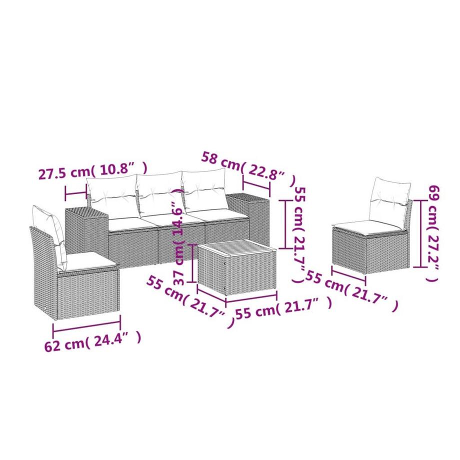 VidaXL Garten sofagarnitur poly-rattan  