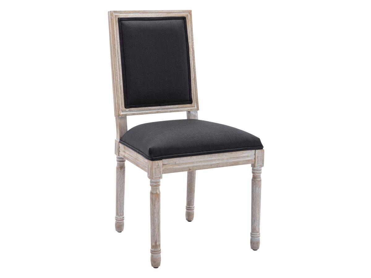 Vente-unique Lot de 6 chaises en tissu et bois d'hévéa - Noir - AMBOISETTE  