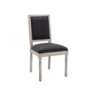 Vente-unique Lot de 6 chaises en tissu et bois d'hévéa - Noir - AMBOISETTE  