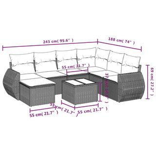 VidaXL Ensemble de canapés de jardin rotin synthétique  