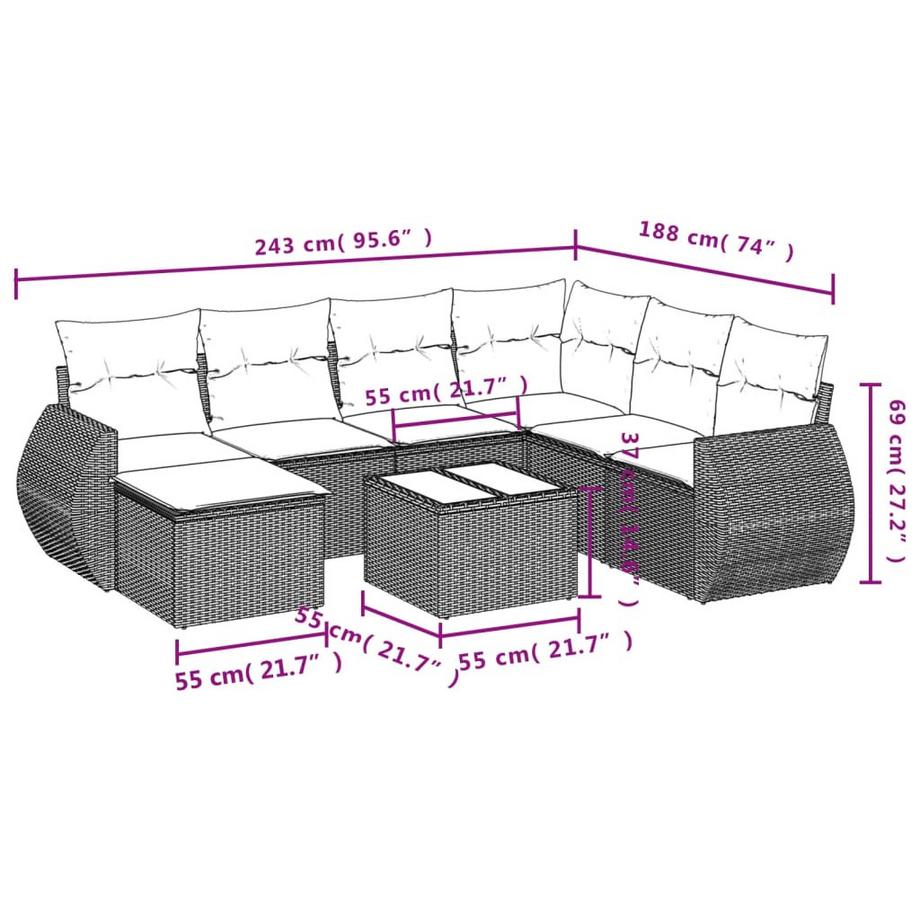 VidaXL Garten sofagarnitur poly-rattan  