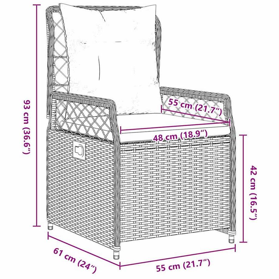 VidaXL Set da Pranzo per Giardino Polyrattan  