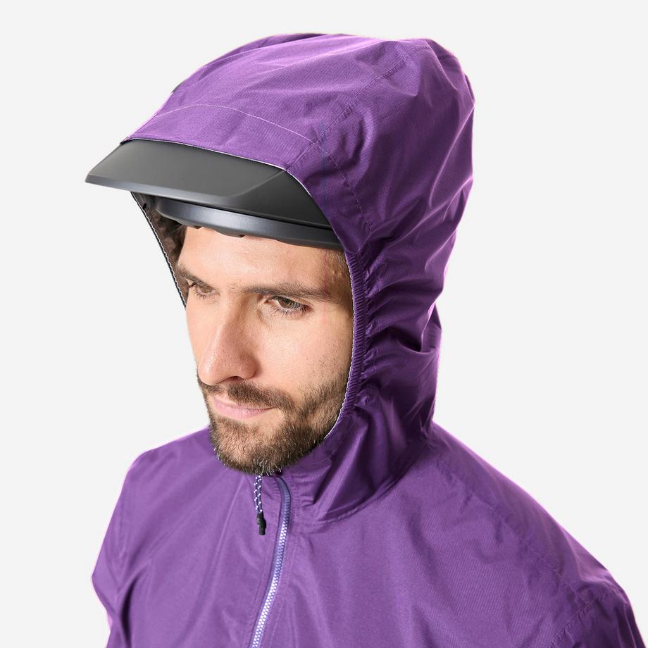 ROCKRIDER  Veste imperméable vélo VTT manches longues, compacte 500 violet 