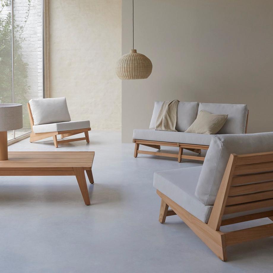 Tikamoon Banquette 2 places en teck massif Olia  