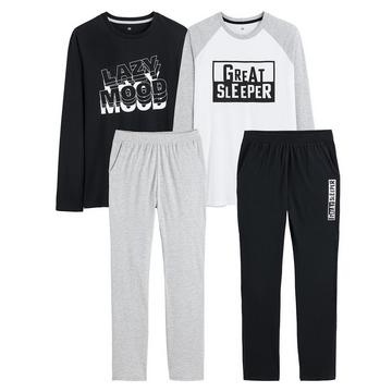 Lot de 2 pyjamas en coton avec message imprimé