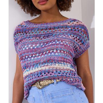 Gestreifter offener Strickpullover