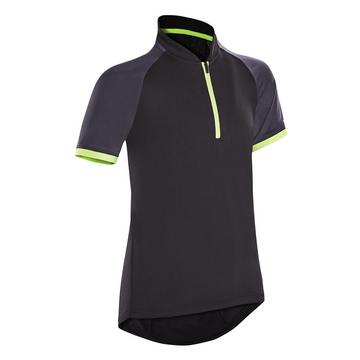 Maillot manches courtes vélo enfant 500 noir et jaune