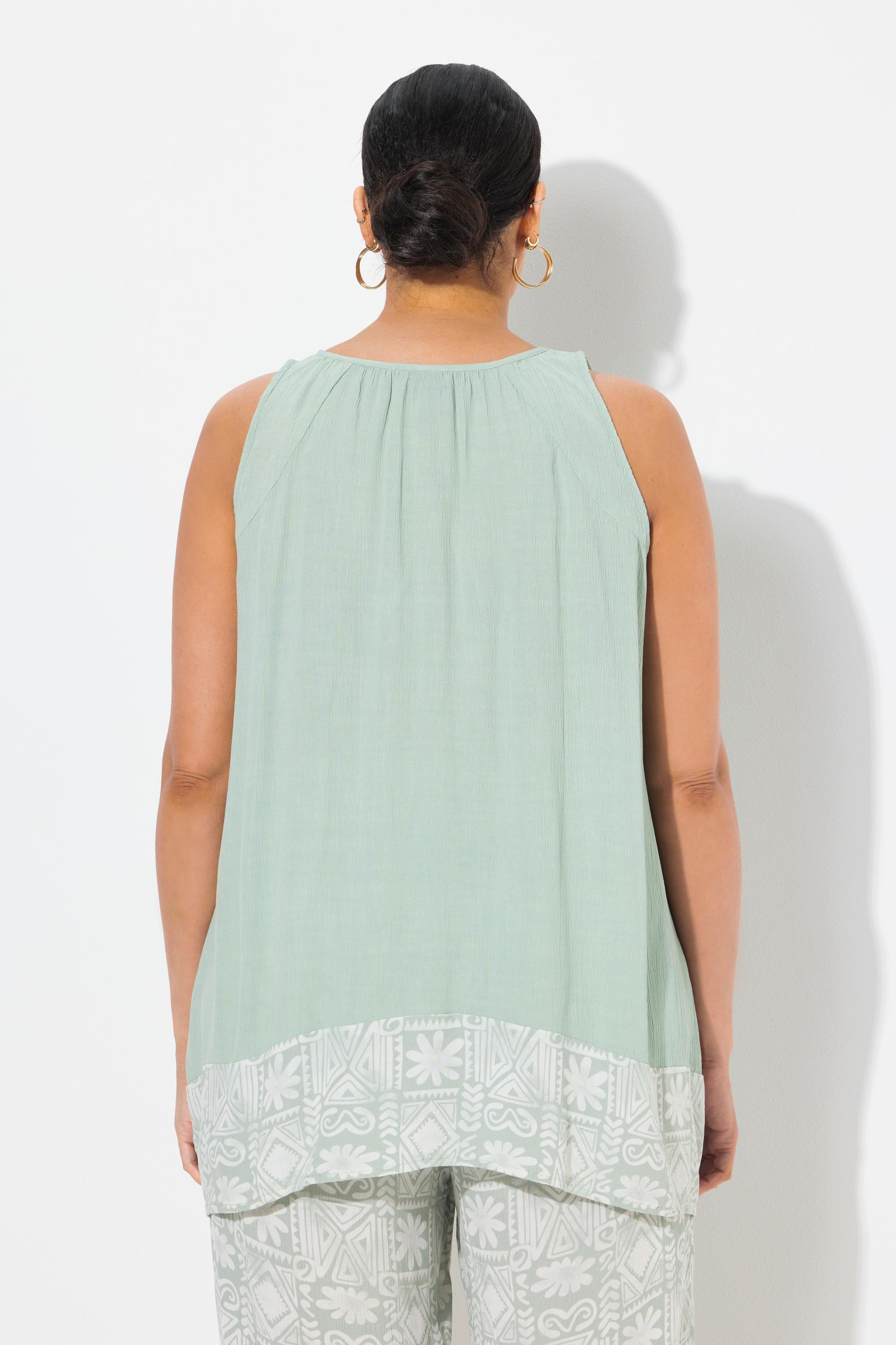 Ulla Popken Blusentop A-Linie Rundhals ärmellos  