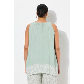 Ulla Popken Blusentop A-Linie Rundhals ärmellos  