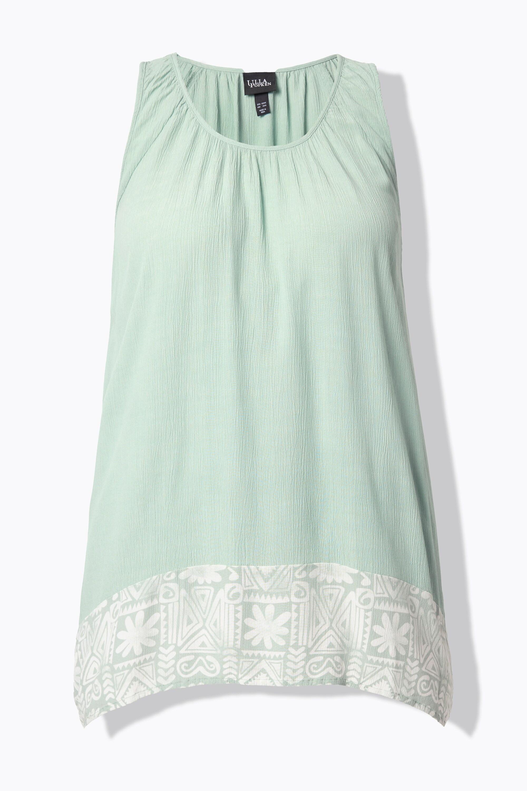 Ulla Popken Blusentop A-Linie Rundhals ärmellos  