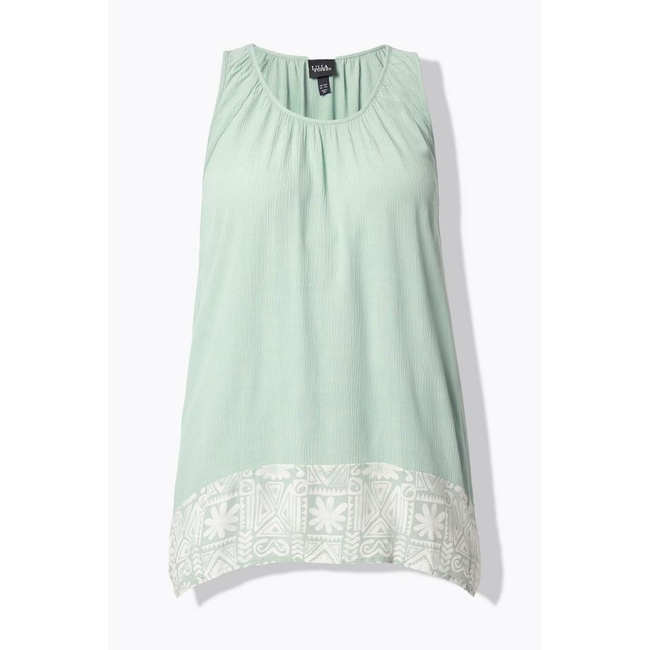 Ulla Popken Débardeur chemisier A-Line Col Rond sans manches  