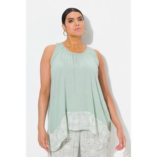 Ulla Popken Blusentop A-Linie Rundhals ärmellos  