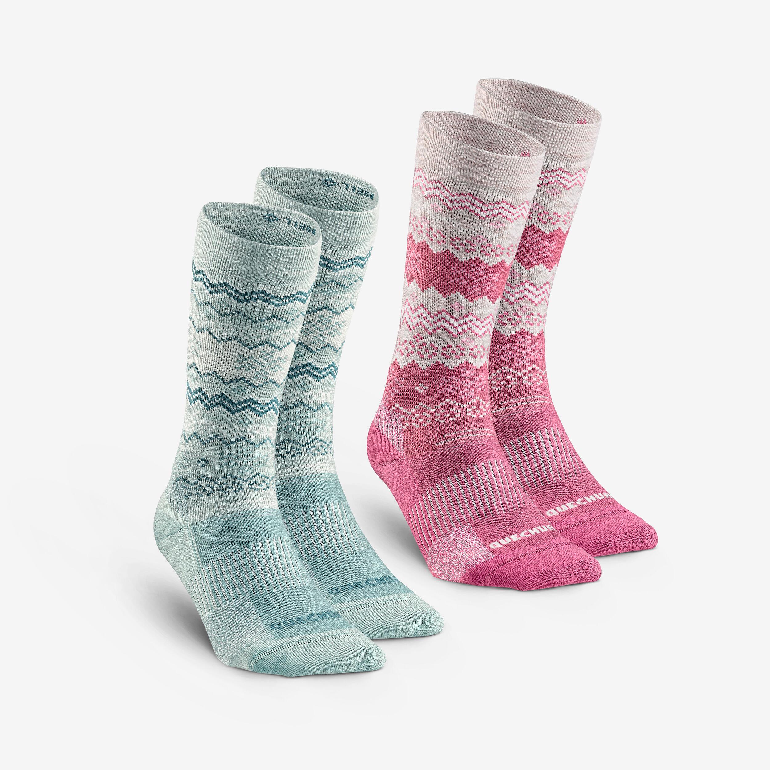 QUECHUA SH500 Ultra-Warm Merino Halbhohe Winterwandersocken 2 Paar  