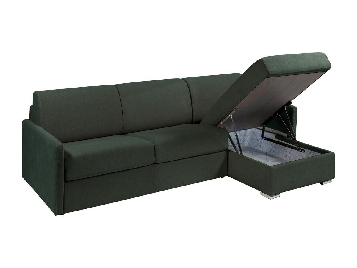 Vente-unique Ecksofa mit Matratze - Ecke wechselbar - Stoff - Tannengrün - Liegefläche 160 cm - Matratze 14 cm - CALIFE  