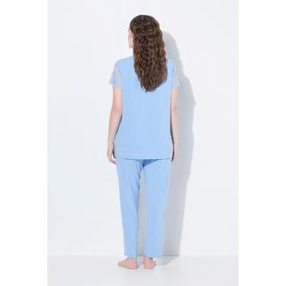 Ulla Popken Pigiama Pizzo Scollo V Maniche Corte Pizzo  