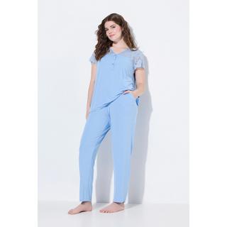 Ulla Popken Pigiama Pizzo Scollo V Maniche Corte Pizzo  