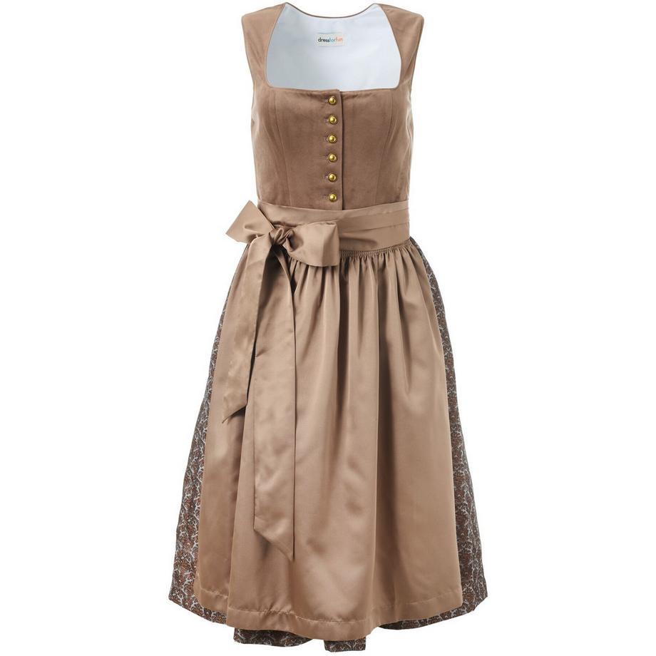 Tectake  Midi-Dirndl Sandra, traditionell geschnitten, figurnah, ärmellos, mit Schürze, verstellbare Träger 