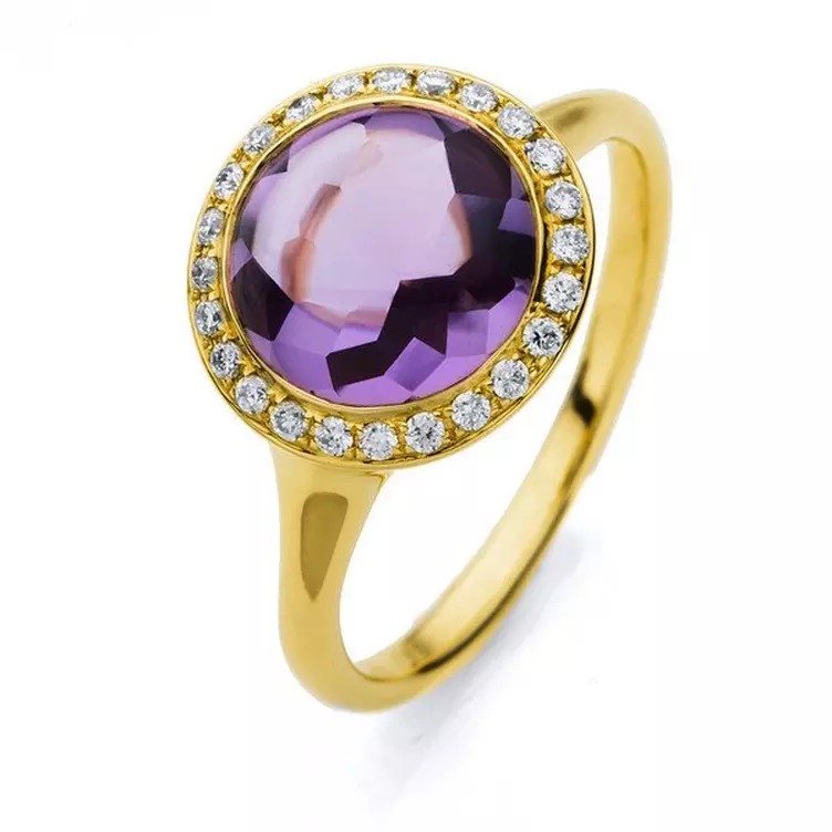 MUAU Schmuck Ring 750/18K Gelbgold Diamant 0.16ct. Amethyst 2.88ct.online kaufen MANOR