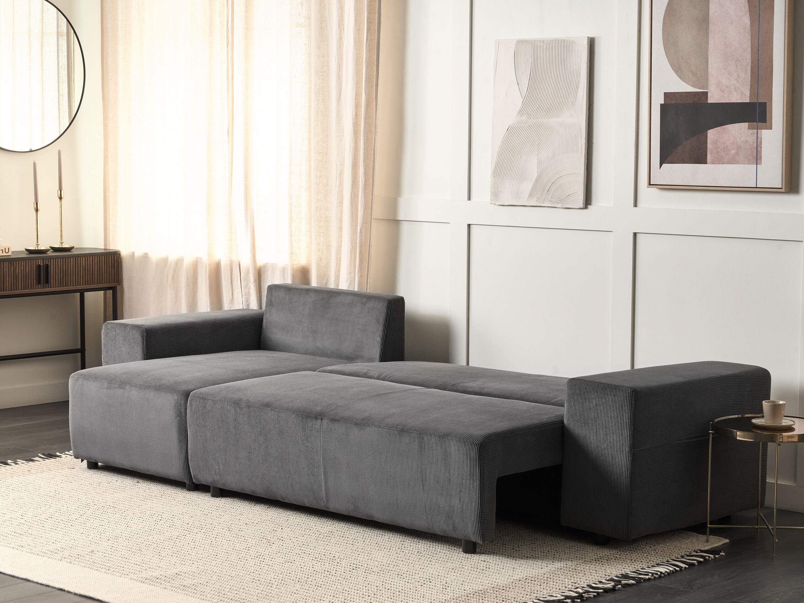 Beliani Ecksofa aus Cord Modern LUSPA  