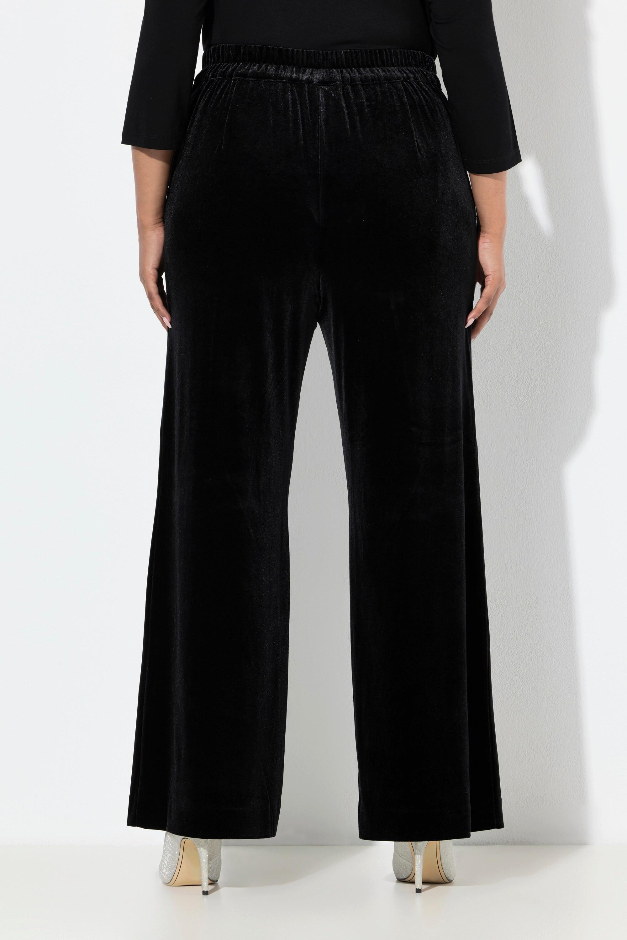 Ulla Popken Pantalon de tailleur en velours coupe évasée ceinture confortable  