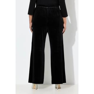 Ulla Popken Pantalon de tailleur en velours coupe évasée ceinture confortable  