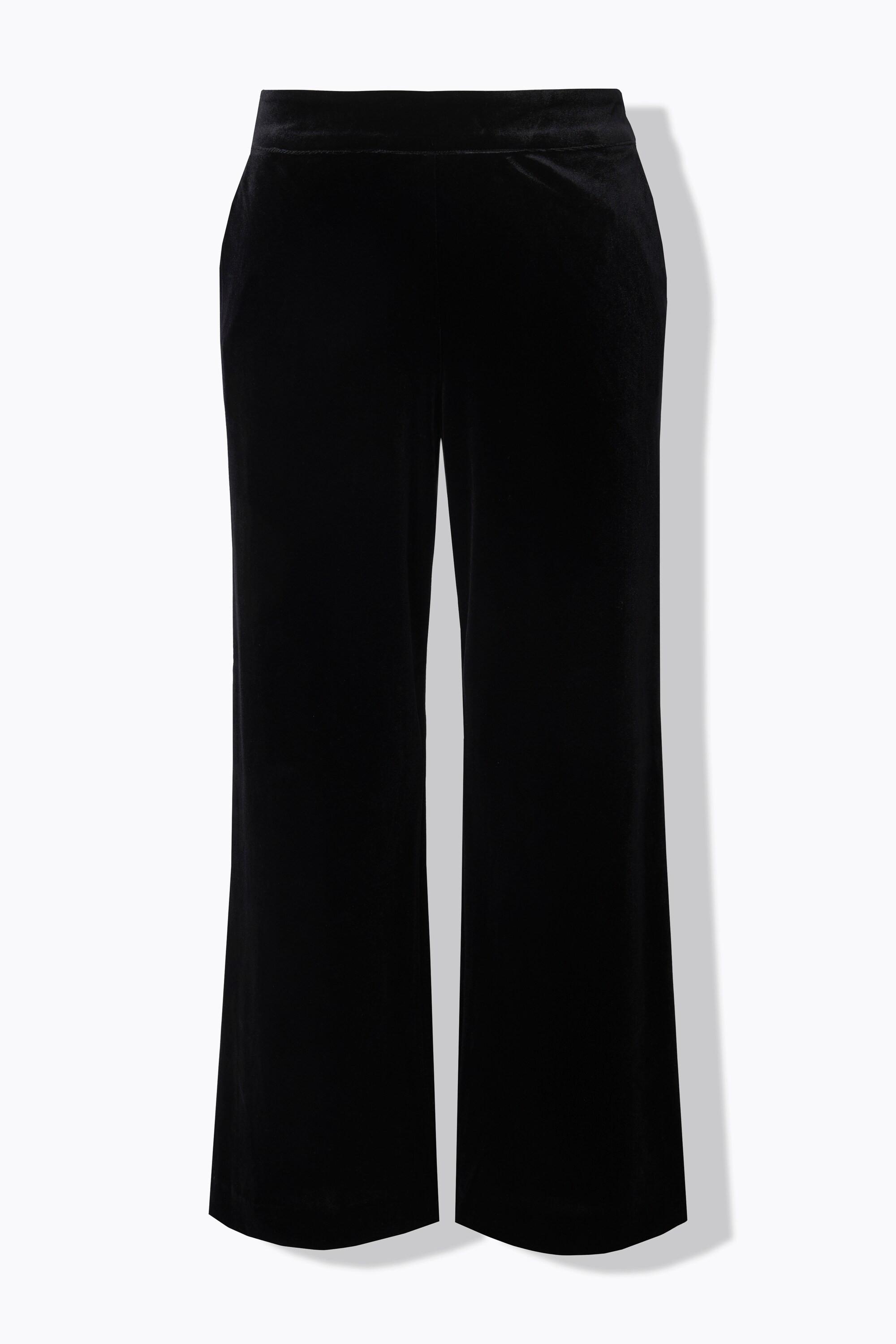Ulla Popken Pantalon de tailleur en velours coupe évasée ceinture confortable  