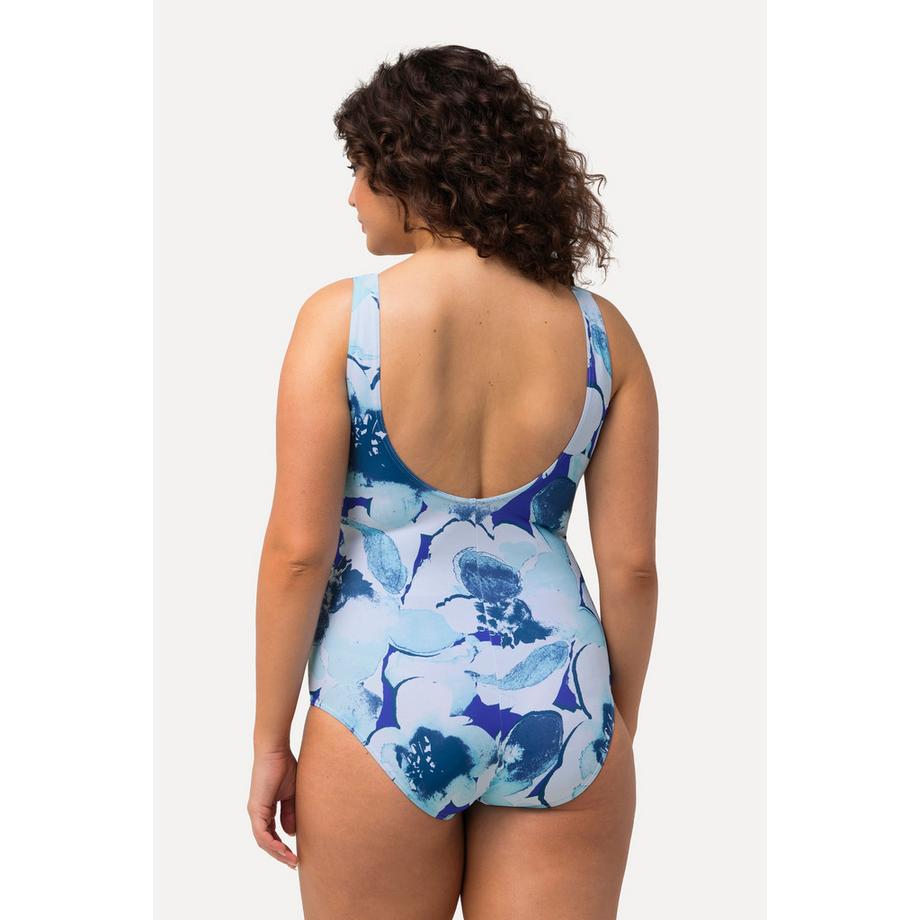 Ulla Popken Maillot de bain fleurs sans bonnets souples décolleté rond  