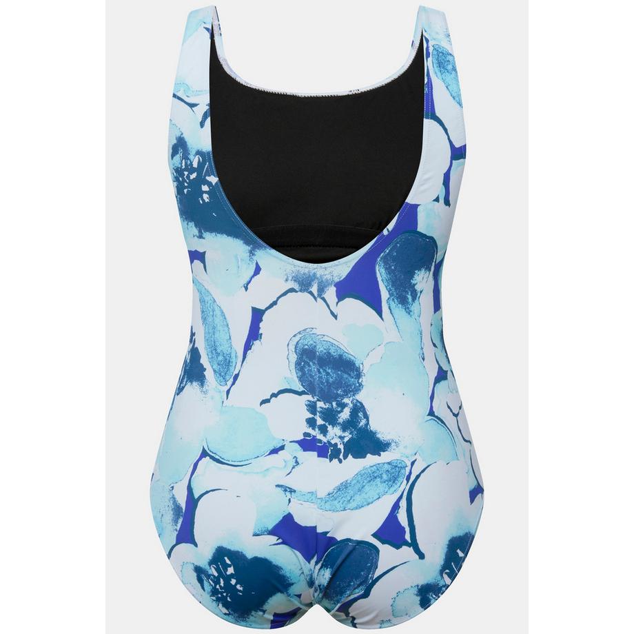 Ulla Popken Maillot de bain fleurs sans bonnets souples décolleté rond  