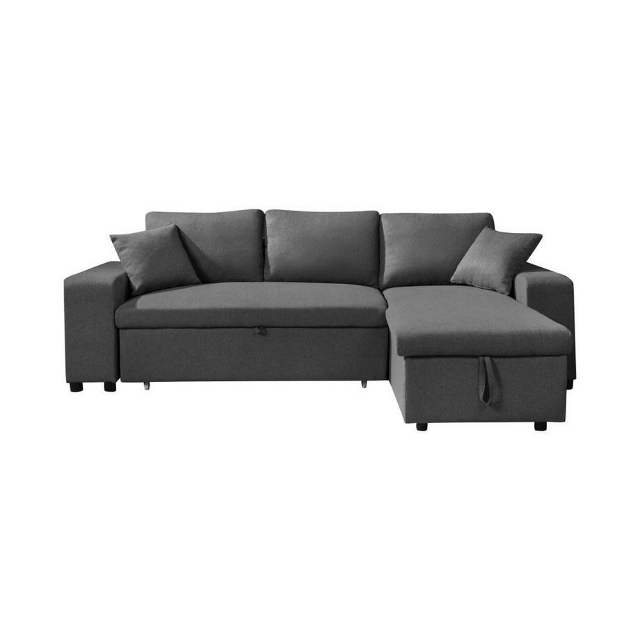 Vente-unique Ecksofa mit Schlaffunktion & Bettkasten + Sessel - Stoff - Anthrazit - SELIM  