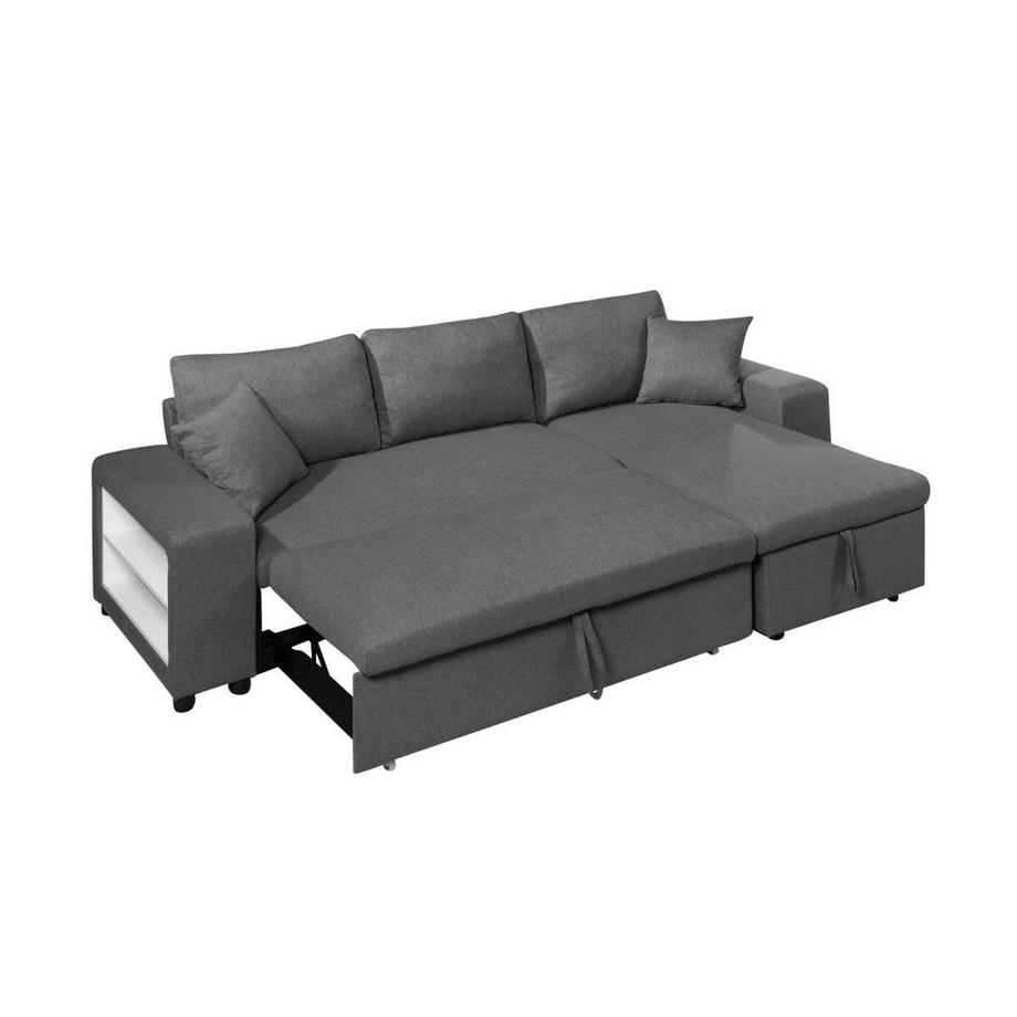 Vente-unique Ecksofa mit Schlaffunktion & Bettkasten + Sessel - Stoff - Anthrazit - SELIM  