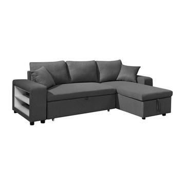 Ecksofa mit Schlaffunktion & Bettkasten + Sessel - Stoff - Anthrazit - SELIM