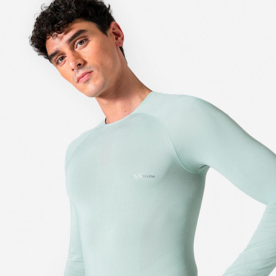 KIPRUN  Langarm-Shirt Slim  – Kiprun Run 500, nahtlos, Grün 