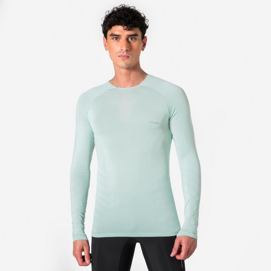 Langarm-Shirt Slim  – Kiprun Run 500, nahtlos, Grün