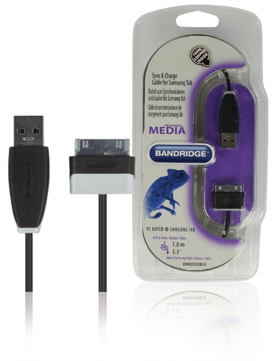 Nedis  Câble de synchronisation et de charge Samsung 30 broches mâle - USB A mâle 1,00 m noir 