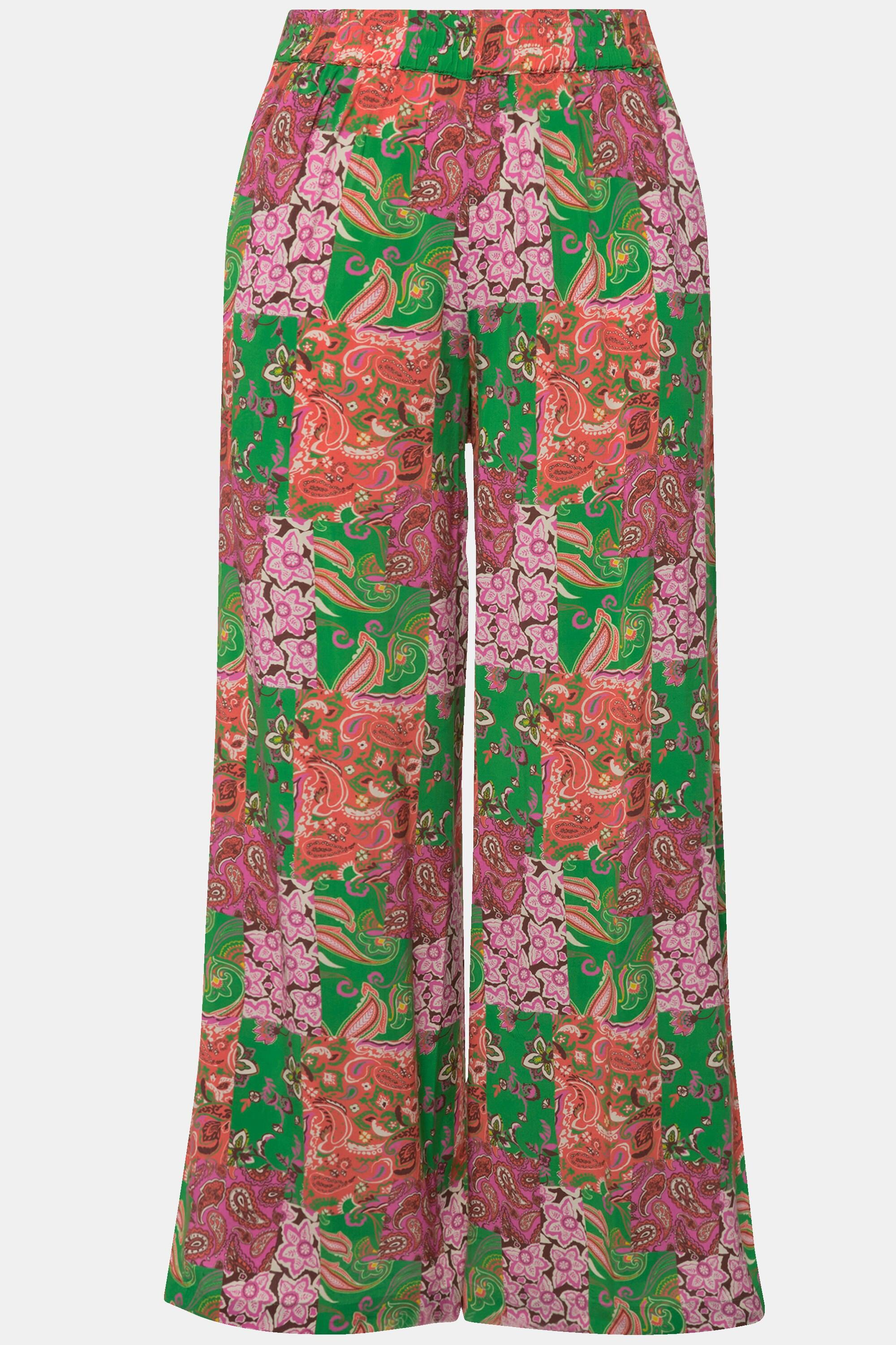 Studio Untold Pantalon Palazzo Coupe Loose Imprimé Patchwork Ourlet Fendu  